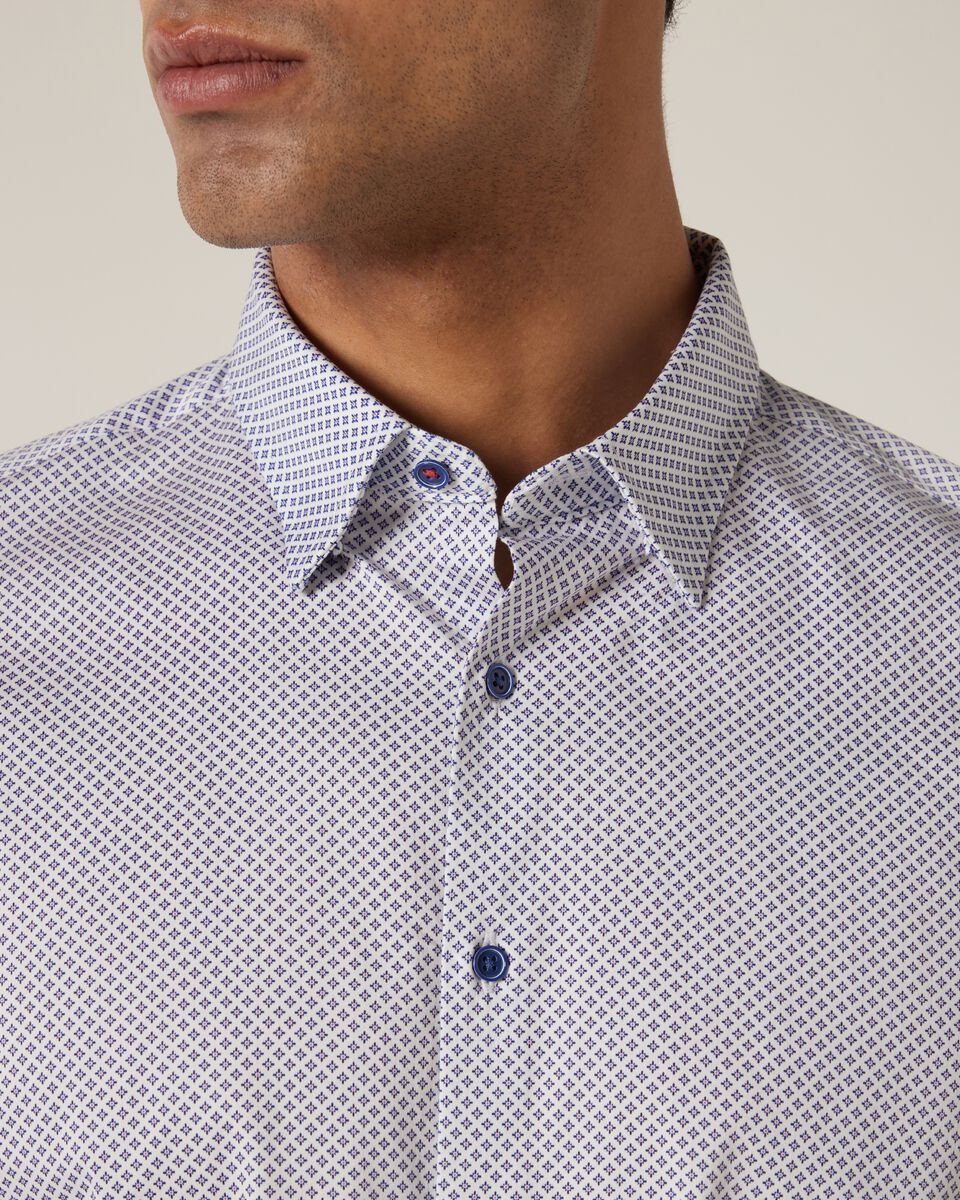 Slim Stretch Fit High Shine Long Sleeve Shirt, Blue, hi-res
